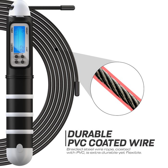 RDX CONTADOR DIGITAL DE EJERCICIOS Y QUEMA DE CALORÍAS CUERDA DE SALTAR AJUSTABLE DE 10.3 FT