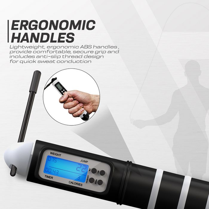 RDX CONTADOR DIGITAL DE EJERCICIOS Y QUEMA DE CALORÍAS CUERDA DE SALTAR AJUSTABLE DE 10.3 FT