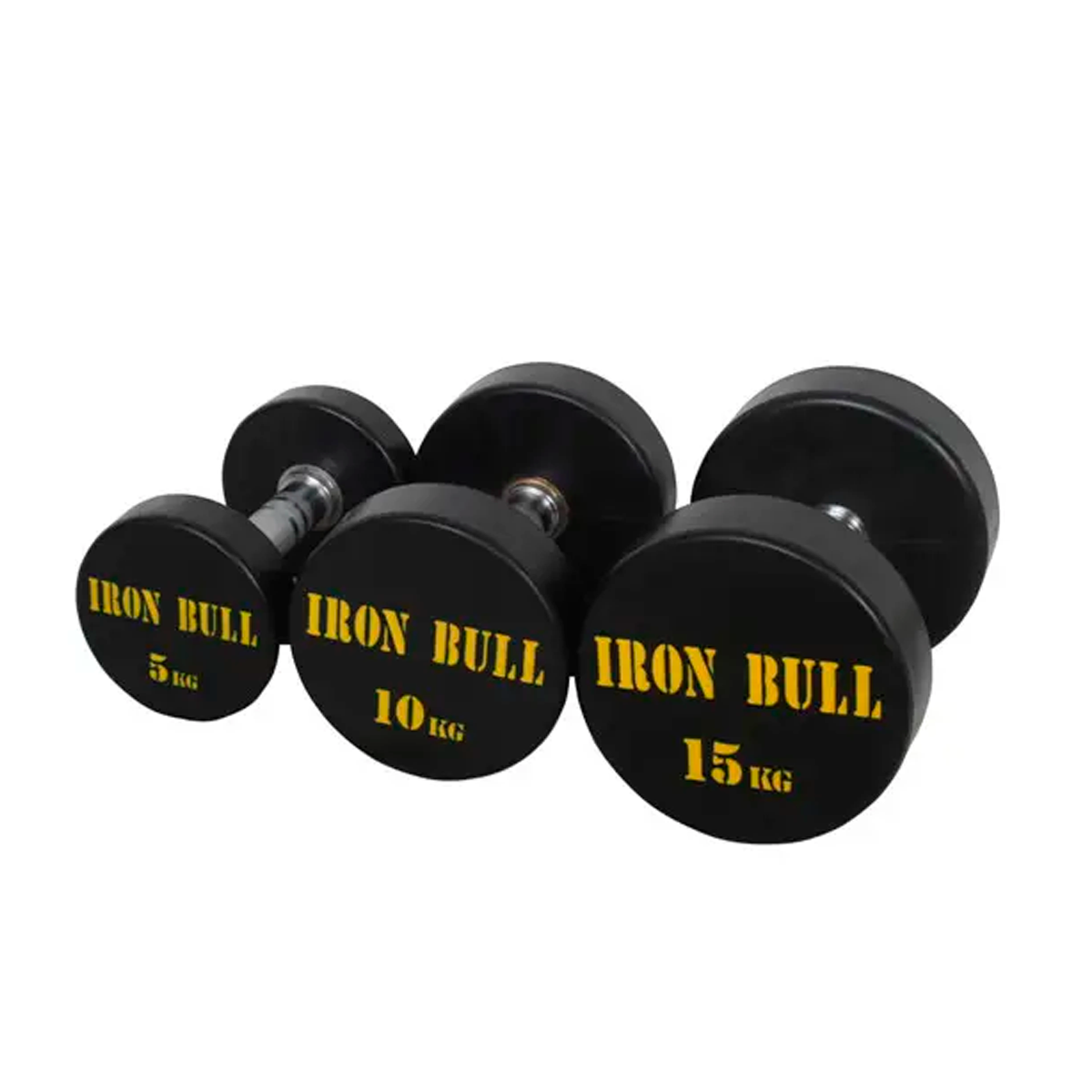 Mancuernas IRONBULL amarillo engomadas 2.5 - 35 kgs