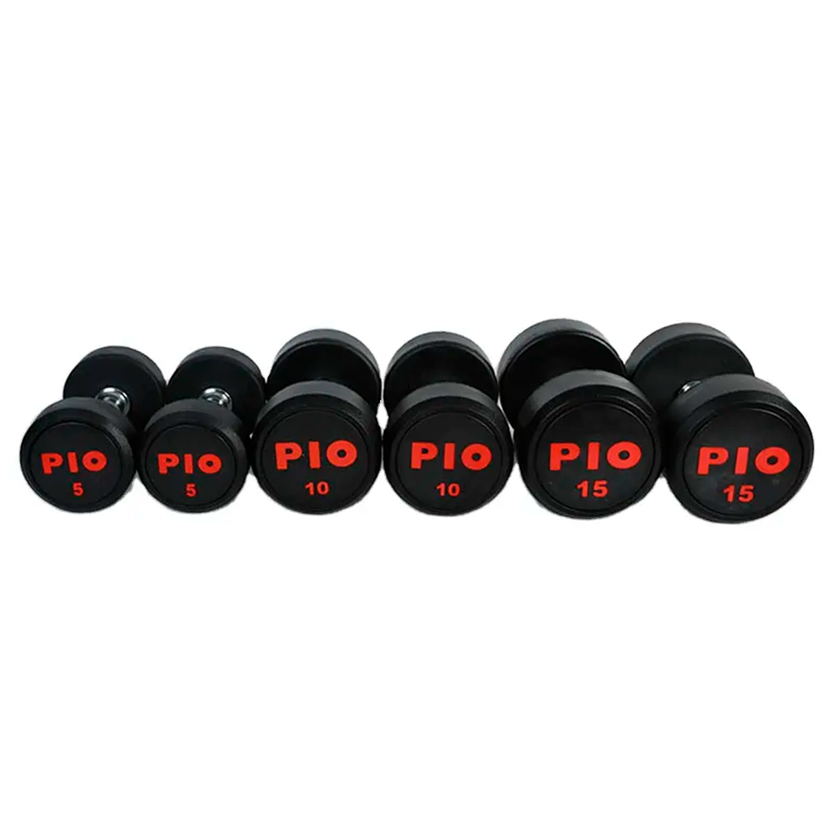 Mancuernas PIO rojo engomado  2.5 - 35 kgs
