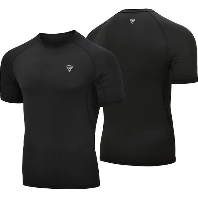 Camiseta de protección contra erupciones negra de manga corta RDX T15