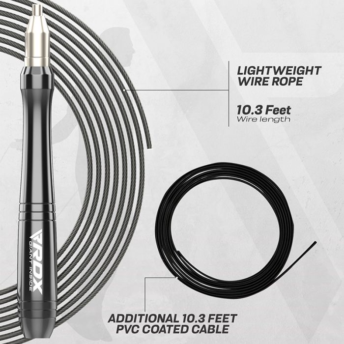 RDX W2 10.3 FT ADJUSTABLE JUMP ROPE WITH NON-SLIP ALUMINUM HANDLES