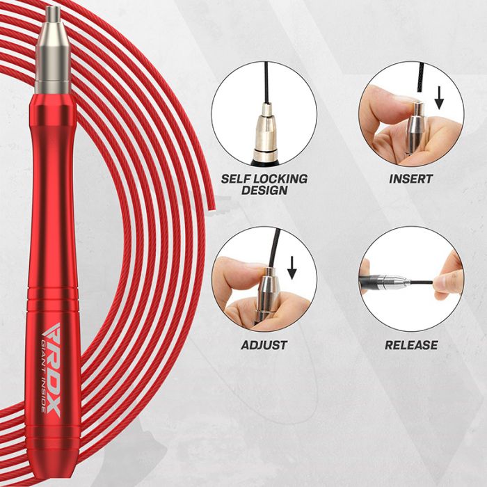 RDX W2 10.3 FT ADJUSTABLE JUMP ROPE WITH NON-SLIP ALUMINUM HANDLES
