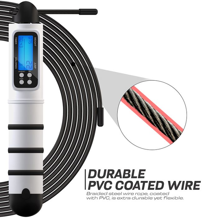 RDX CONTADOR DIGITAL DE EJERCICIOS Y QUEMA DE CALORÍAS CUERDA DE SALTAR AJUSTABLE DE 10.3 FT