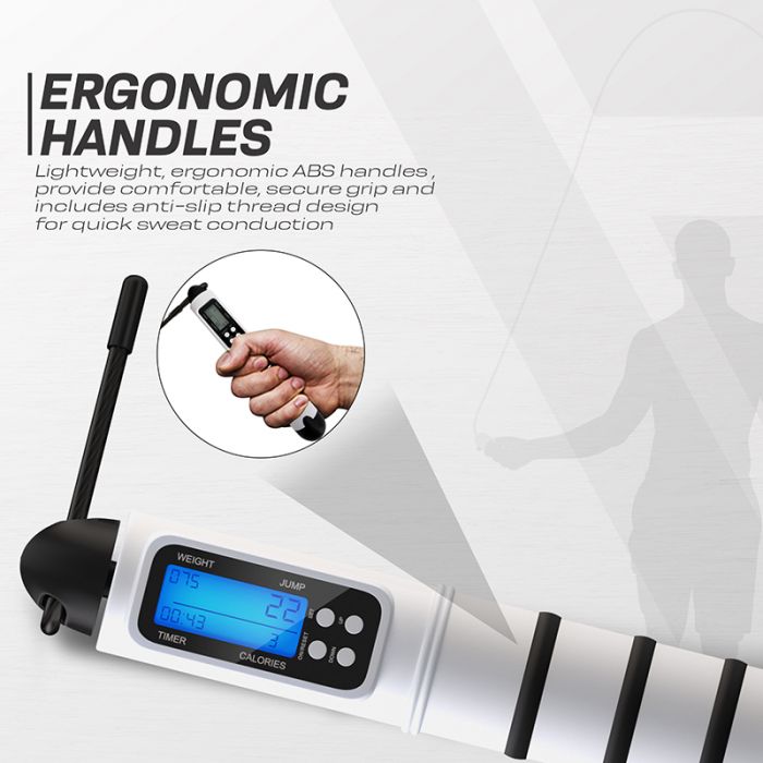 RDX CONTADOR DIGITAL DE EJERCICIOS Y QUEMA DE CALORÍAS CUERDA DE SALTAR AJUSTABLE DE 10.3 FT