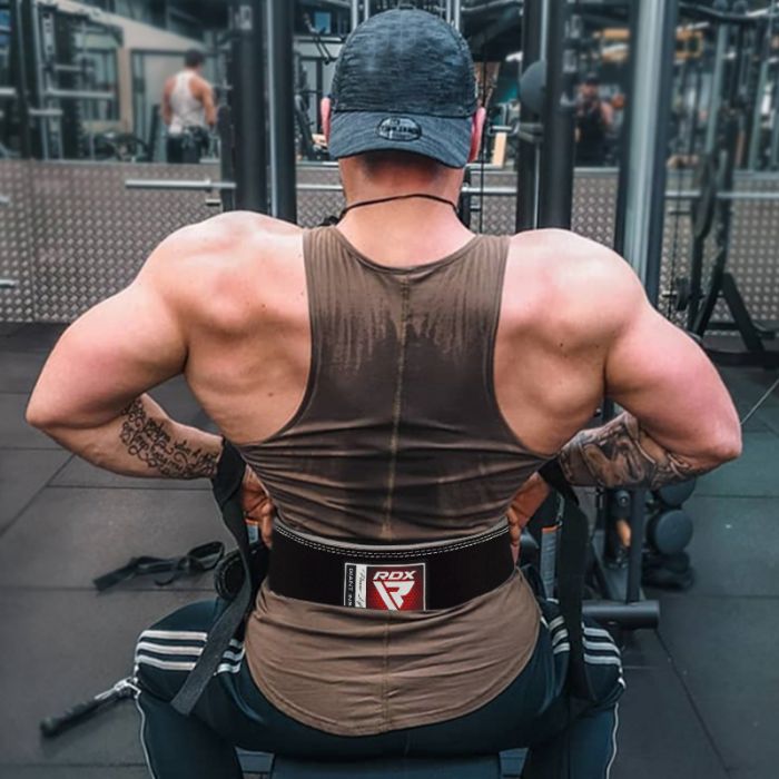Cinturón de gimnasio de cuero para levantamiento de potencia RDX de 4 pulgadas