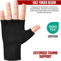 Thumbnail for RDX IS Gel Padded Inner Gloves Hook and Loop Wrist Strap for Knuckle Protection OEKO-TEX®Â Standard 100 Certified