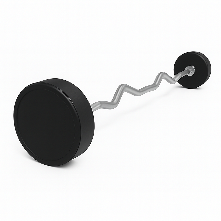 Rubber barbell curvo en Bolivia - set 10 a 30 kg para gimnasio - Chelo Sports