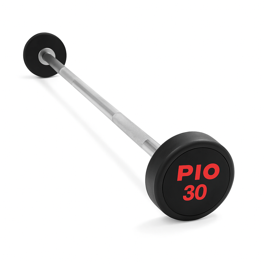 Rubber Barbell PIO rojo en Bolivia - set 10 a 30 kg para fuerza - Chelo Sports
