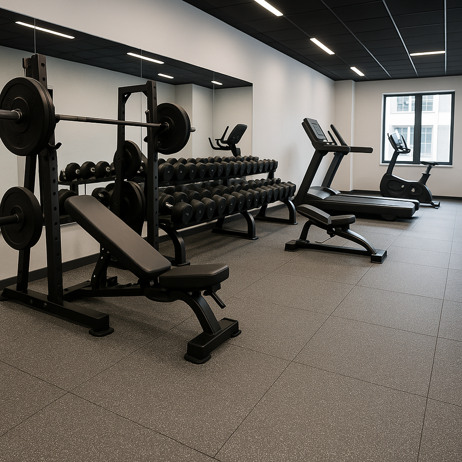 Piso de Goma Plomo 15mm en Bolivia - textura de piso para gimnasio - Chelo Sports