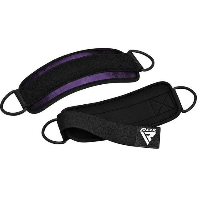 Correas RDX A4 moradas en Bolivia - detalle de costuras y hebilla - Chelo Sports