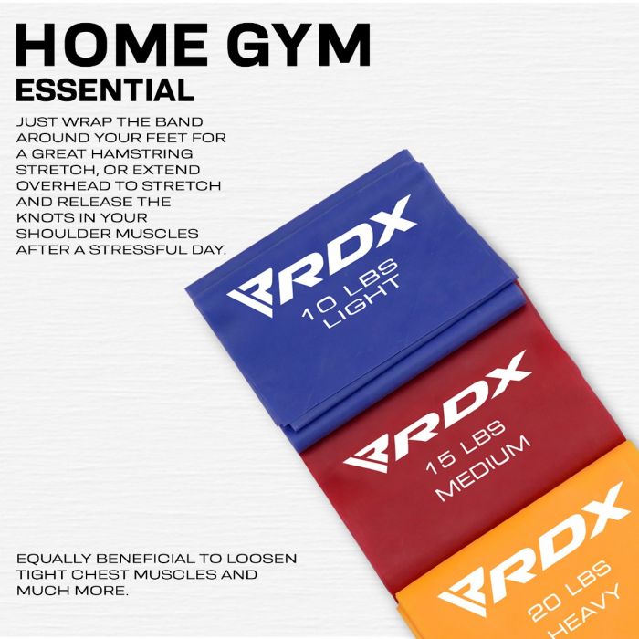 Bandas planas RDX B1 TPE en Bolivia - juego completo para gimnasio - Chelo Sports
