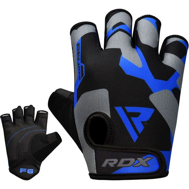 Guantes RDX F6 azules para pesas en Bolivia - agarre reforzado - Chelo Sports