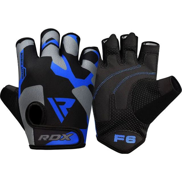 Guantes RDX F6 azules en Bolivia - dorso transpirable para gym - Chelo Sports
