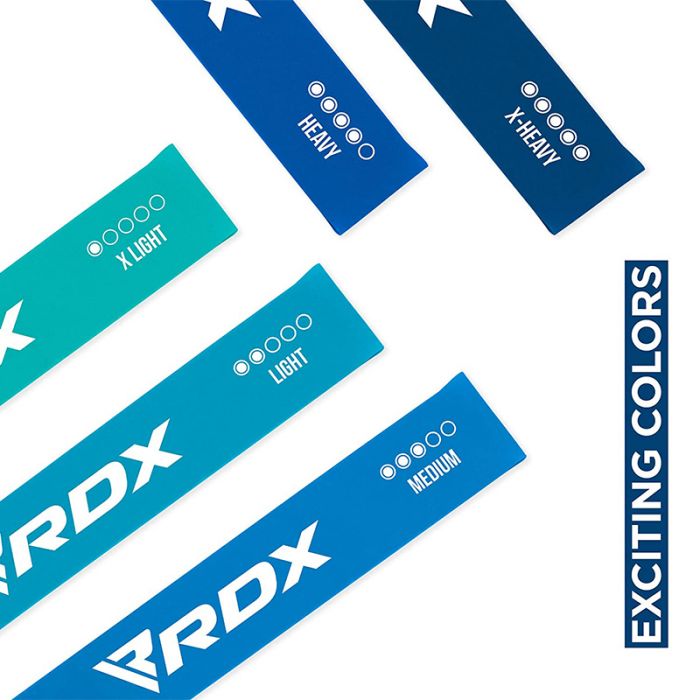 Set de bandas RDX MU azules en Bolivia - resistencia progresiva para gimnasio - Chelo Sports