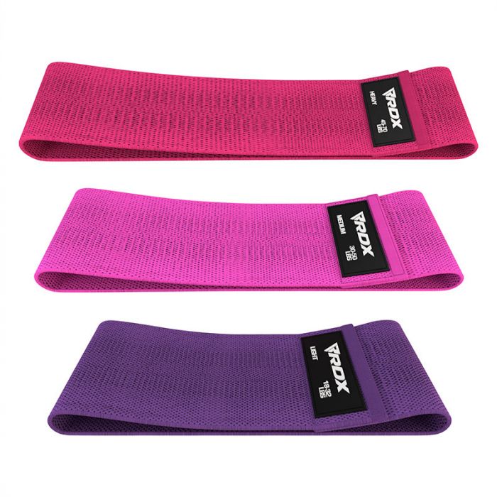 BANDAS COLOR LILA DE ENTRENAMIENTO DE RESISTENCIA DE TELA RDX DURADERAS Y VERSÁTILES