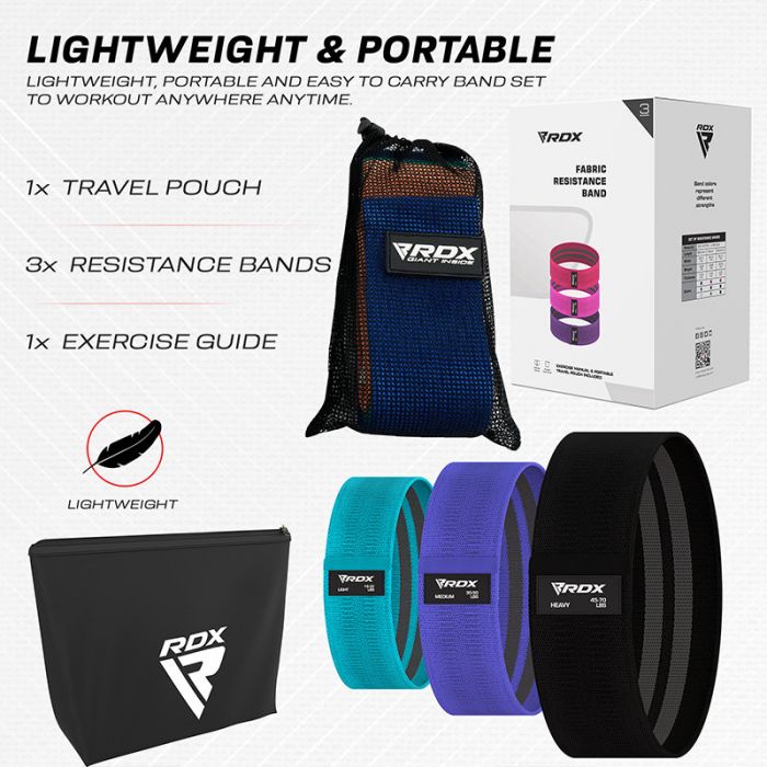 RDX DURABLE AND VERSATILE BLUE FABRIC RESISTANCE TRAINING BANDS