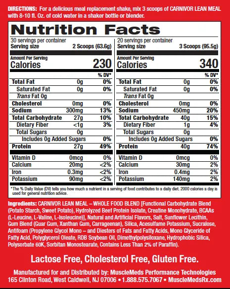 CARNIVOR LEAN MEAL 