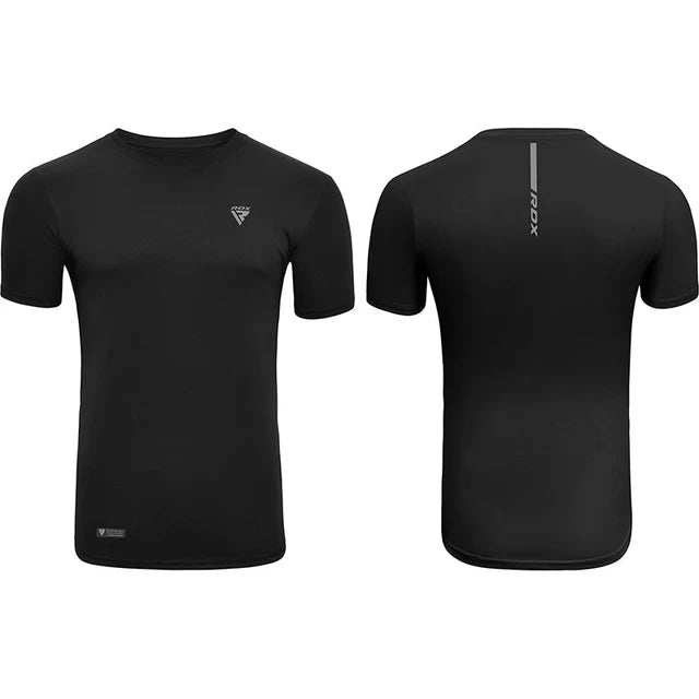 RDX T2 BLACK SHORT SLEEVE T-SHIRT HYPOALLERGENIC AND ABSORBENT 