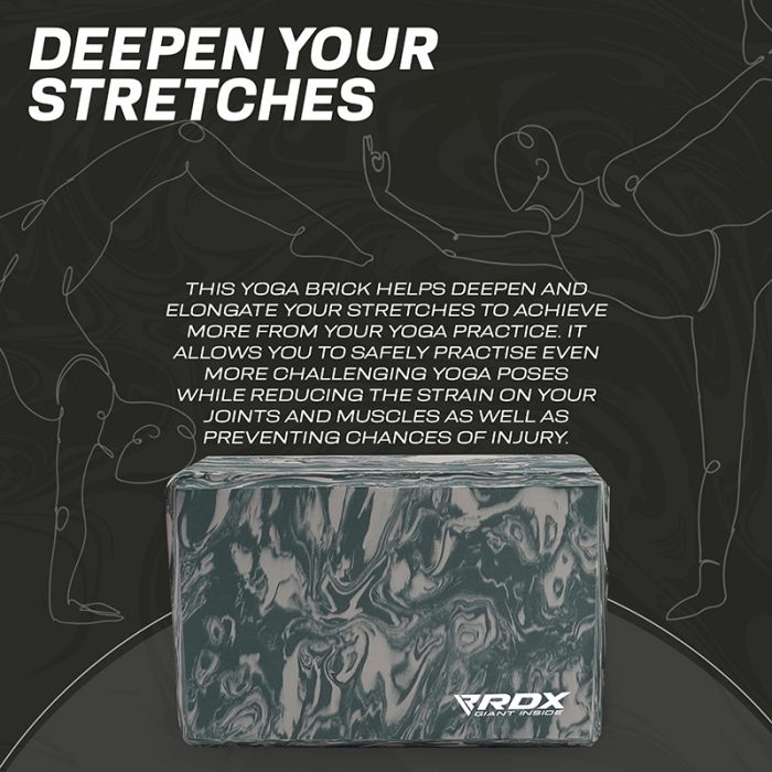 RDX GB HIGH DENSITY EVA FOAM NON-SLIP YOGA BLOCK GREY