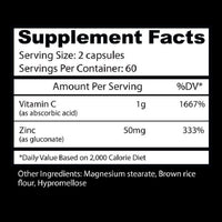 Vitamina C con zinc 120 Caps (Insane Labz)