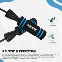 Thumbnail for RDX X2 10.3 FEET ADJUSTABLE NON-SLIP MEMORY FOAM JUMP ROPE WITH SOFT HANDLES