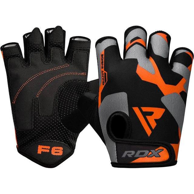 Guantes RDX F6 naranjas en Bolivia - vista principal para gimnasio - Chelo Sports
