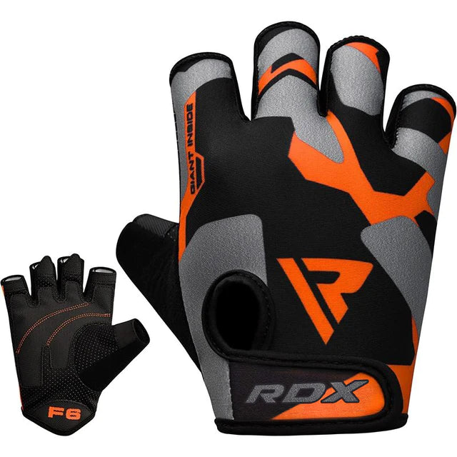Guantes RDX F6 naranjas en Bolivia - dorso transpirable - Chelo Sports