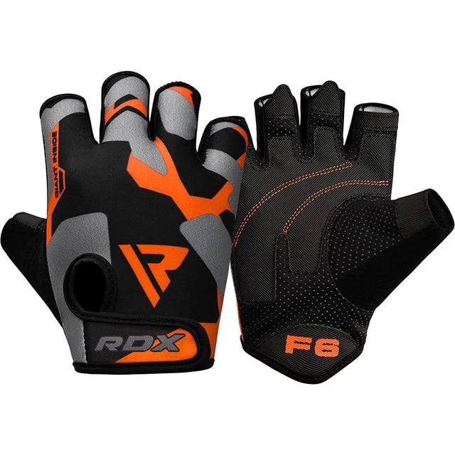 Guantes RDX F6 naranjas en Bolivia - cierre ajustable para gym - Chelo Sports