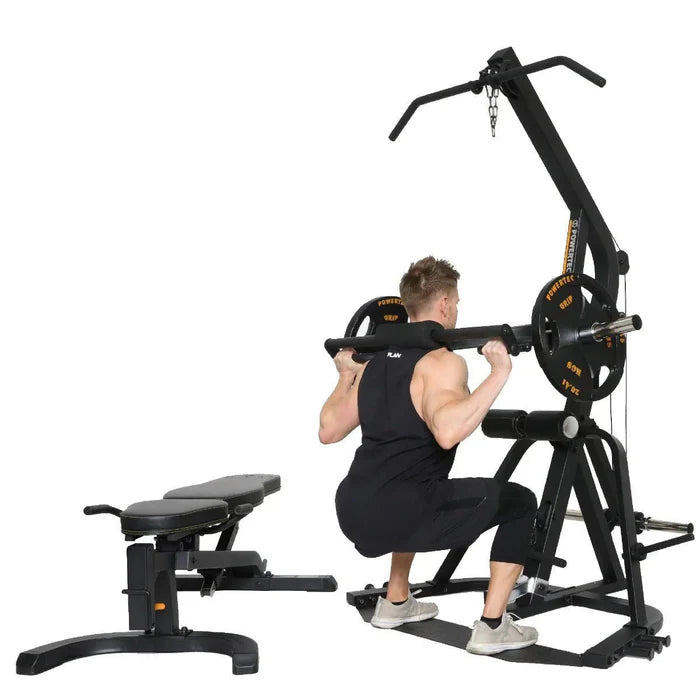 Powertec LeverGym en Bolivia - configuracion para sentadillas - Chelo Sports