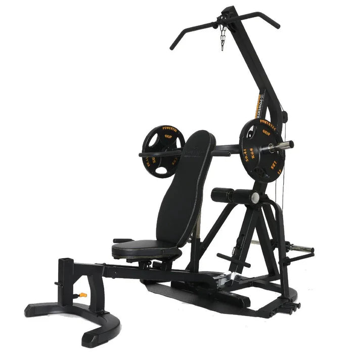 Powertec LeverGym en Bolivia - estructura con banco y discos - Chelo Sports