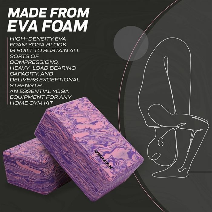 RDX HIGH DENSITY PP EVA FOAM NON-SLIP YOGA BLOCK PURPLE