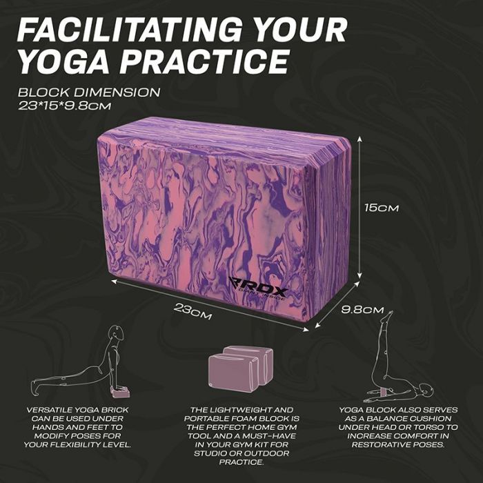 RDX HIGH DENSITY PP EVA FOAM NON-SLIP YOGA BLOCK PURPLE