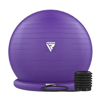 Thumbnail for PELOTA DE YOGA INFLABLE RDX B2 CON BASE ANTIDESLIZANTE, TUBOS DE RESISTENCIA Y BOMBA DE AIRE