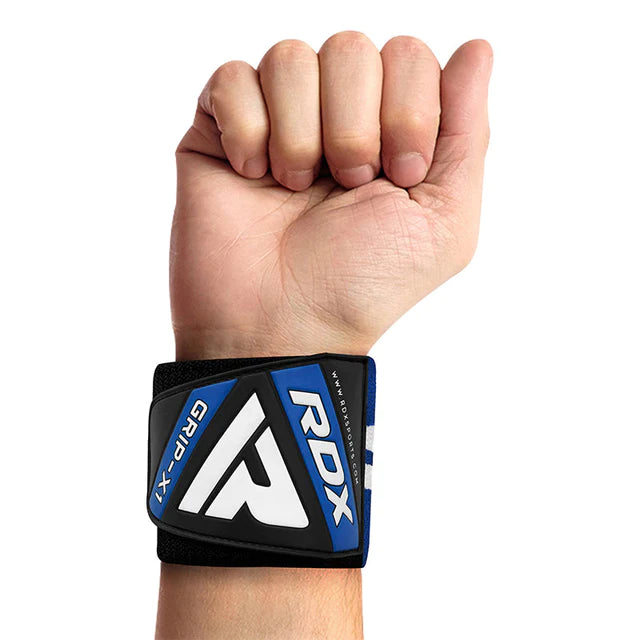 Munequeras RDX W4 azules en Bolivia - vista principal para gym - Chelo Sports
