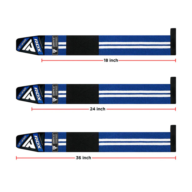 Munequeras RDX W4 azules en Bolivia - detalle de costuras - Chelo Sports