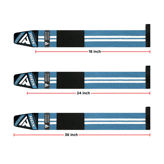 Munequeras RDX W4 celestes en Bolivia - detalle de costuras - Chelo Sports