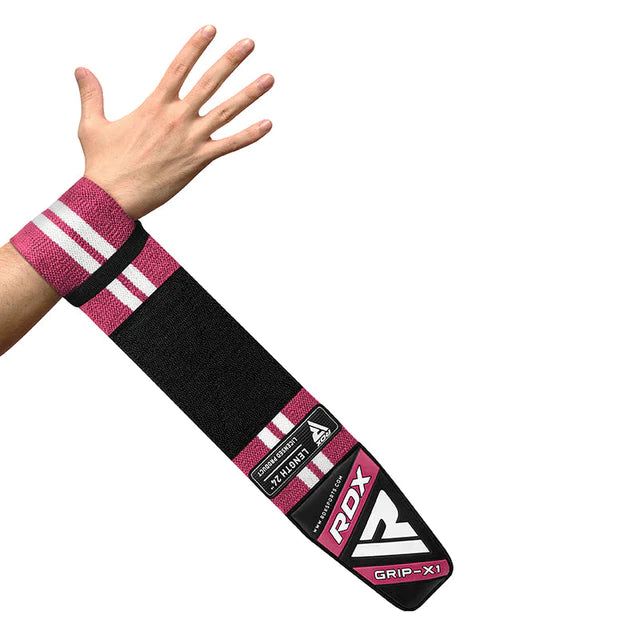 Munequeras RDX W4 rosadas para pesas en Bolivia - par completo - Chelo Sports