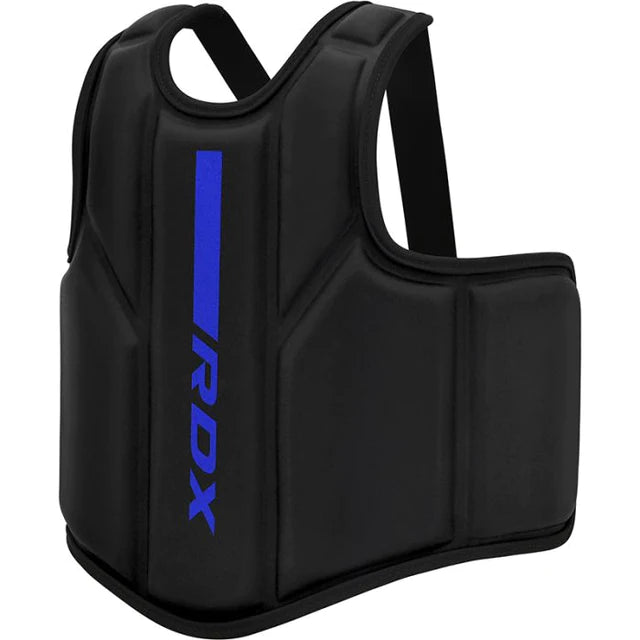 Protector de pecho RDX F6 Kara azul en Bolivia - cierre y soporte - Chelo Sports