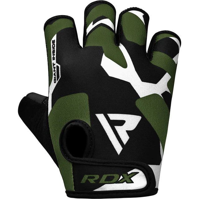 Guantes de gimnasio RDX F6 verdes en Bolivia - dorso de lycra - Chelo Sports