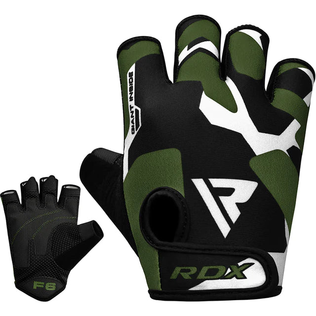 Guantes RDX F6 verdes para gimnasio en Bolivia - par completo - Chelo Sports