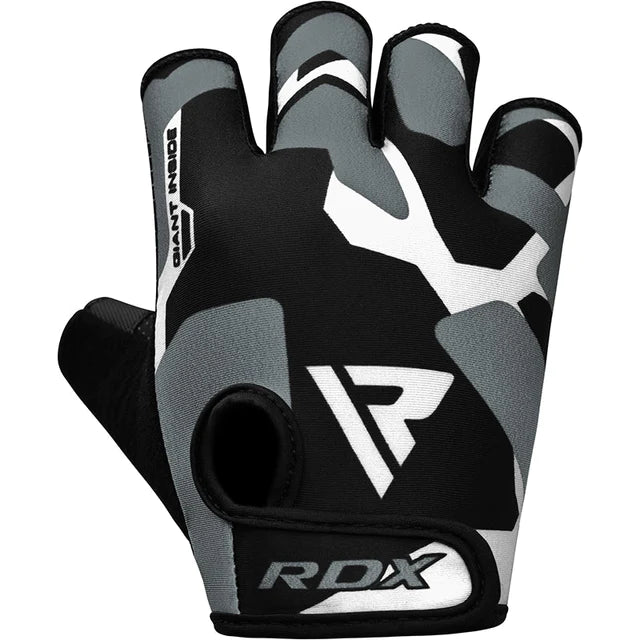 Guantes de gimnasio RDX F6 grises en Bolivia - dorso de lycra - Chelo Sports