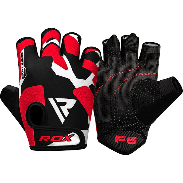 Guantes de gimnasio RDX F6 rojos en Bolivia - dorso de lycra - Chelo Sports