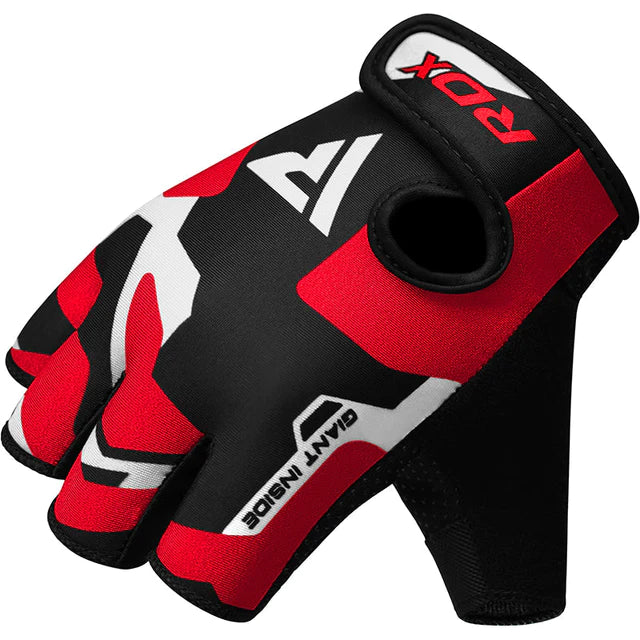 Guantes RDX F6 rojos para pesas en Bolivia - detalle lateral - Chelo Sports