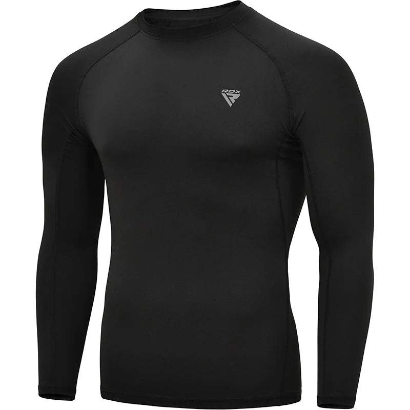 Camiseta de protección contra erupciones negra de manga larga RDX T15