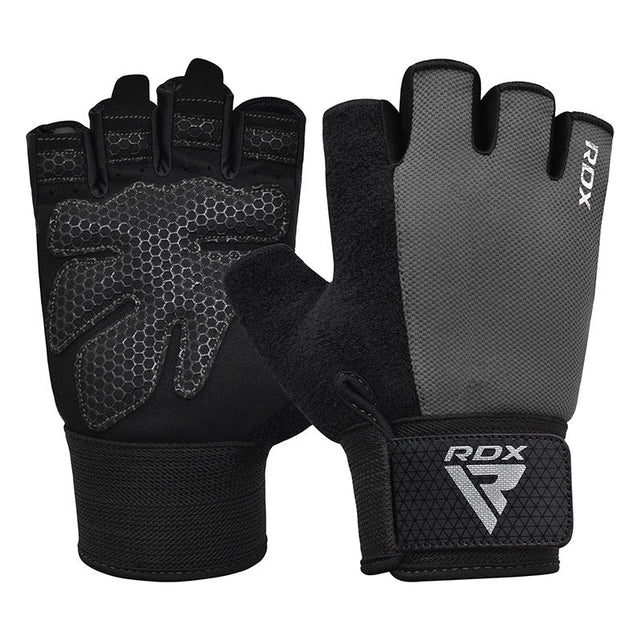 Guantes RDX W1H grises en Bolivia - vista principal para gimnasio - Chelo Sports