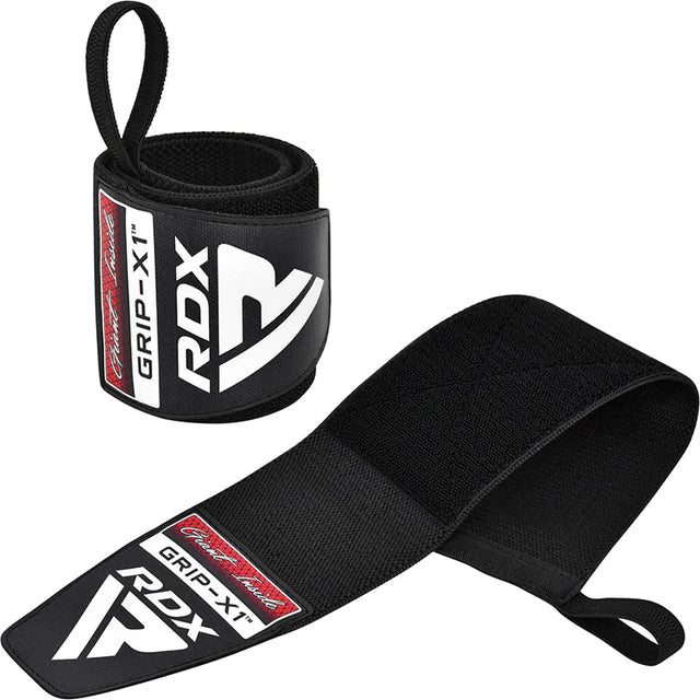 Muñequeras RDX W3 negras en Bolivia - soporte para levantamiento de pesas - Chelo Sports