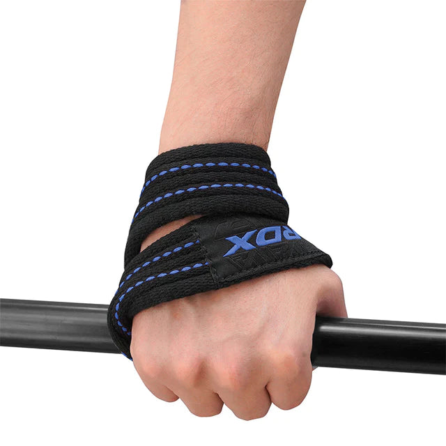 Straps RDX azules para pesas en Bolivia - detalle de agarre - Chelo Sports