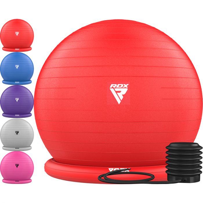 PELOTA DE YOGA INFLABLE RDX B2 CON BASE ANTIDESLIZANTE, TUBOS DE RESISTENCIA Y BOMBA DE AIRE