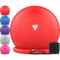 Thumbnail for PELOTA DE YOGA INFLABLE RDX B2 CON BASE ANTIDESLIZANTE, TUBOS DE RESISTENCIA Y BOMBA DE AIRE